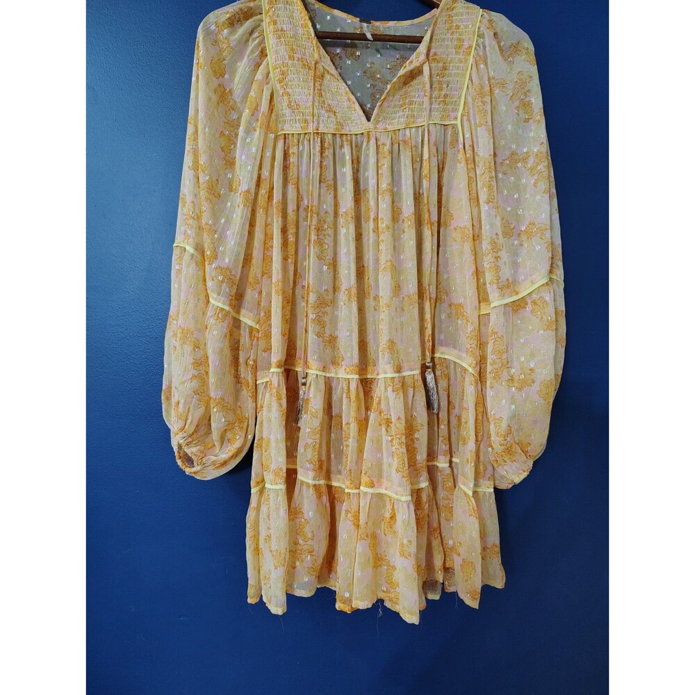 Free People Yellow Floral Mini Dress